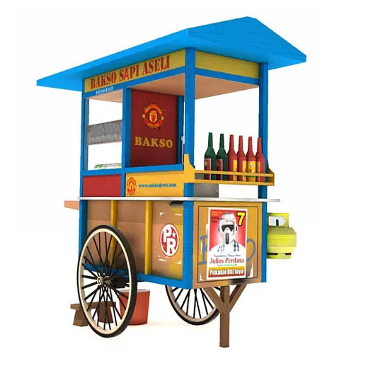 Gerobak Bakso papercraft miniatur action figure diy kerajinan kertas tangan mainan edukatif edukasi 