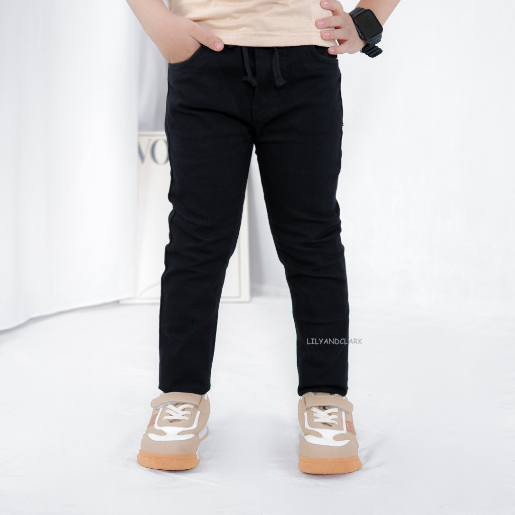 LELYSHOP LILY AND CLARK Celana jeans anak warna Hitam panjang model Basic JB03 Bold V2