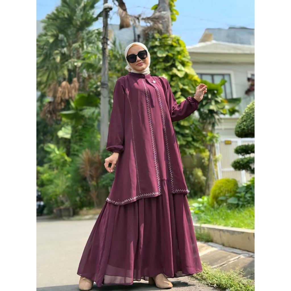 BIGMAXS NADIRA Dress - Gamis Ceruty Babydoll Premium By Nellas'Style x Refi Collection