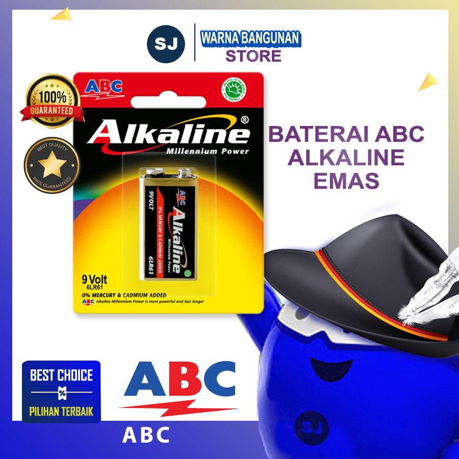 ABC ALKALINE BATTERY 9V BATERAI ALKALIN Batre 9 VOLT (6LR61)