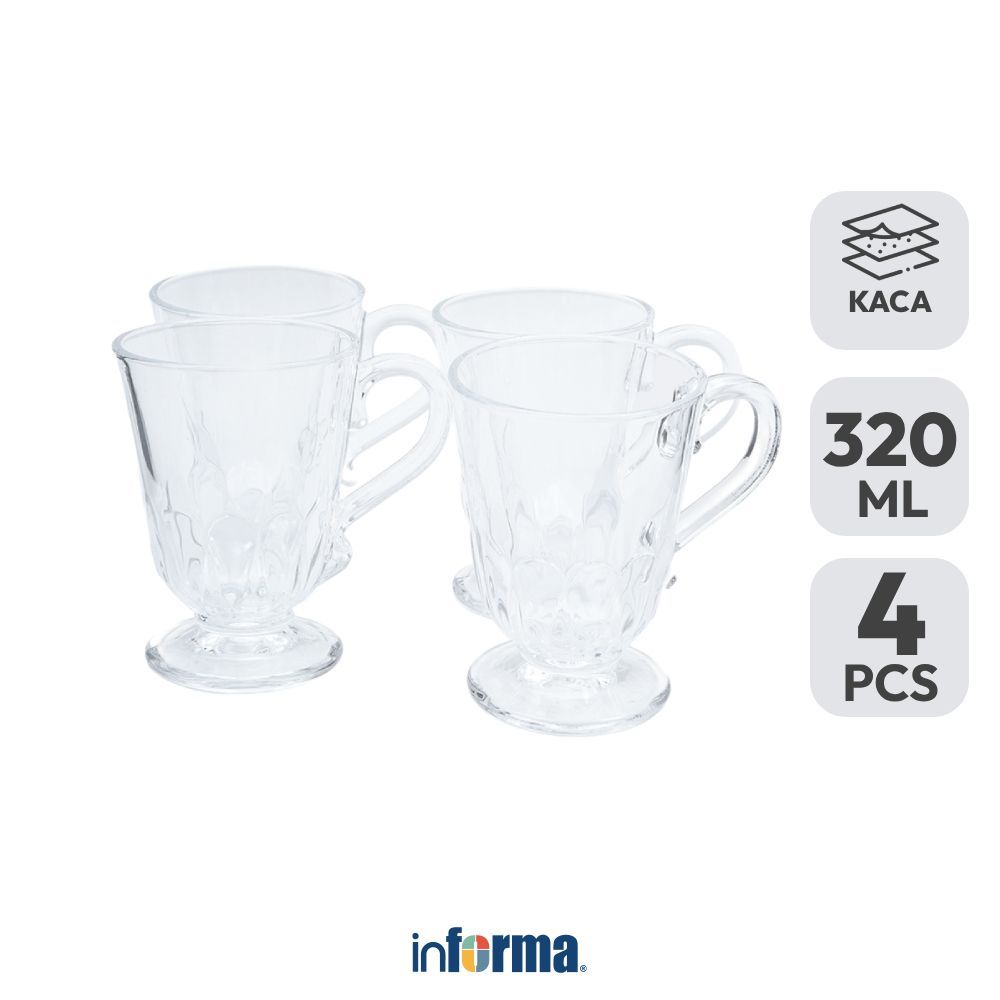 Informa Appetite Darel Gelas Kaca 320 ml Set 4 Pcs Transparan Cup Bening Wadah Air Minum Tempat Minu