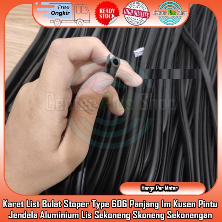 Karet List Bulat Skoneng Stoper Type 606 Panjang 1m Kusen Pintu Jendela Aluminium Lis Sekoneng Sekon