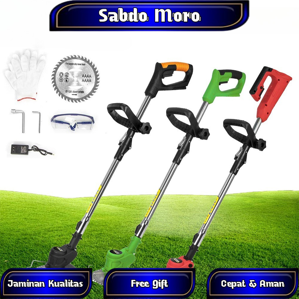 IXCE Mesin Pemotong Rumput Listrik Portabel Pemangkas Rumput Tanpa Kabel, Tidak termasuk baterai