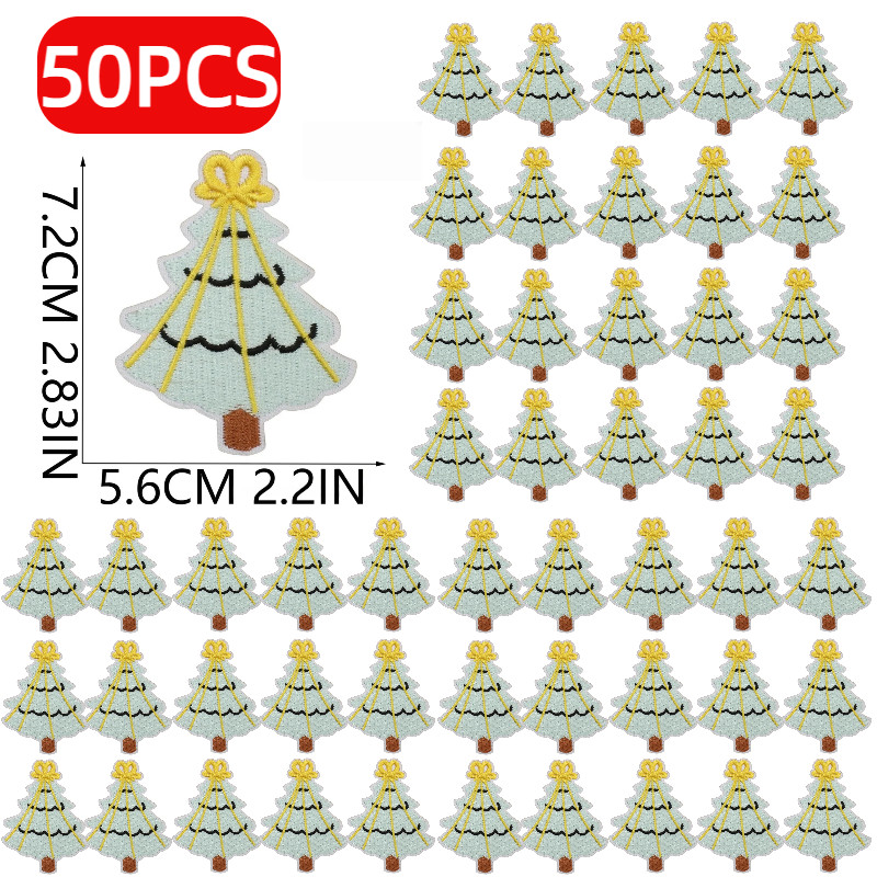 Classic ristmas Tree Embroidery Cloth Sticker 10/50/100PCS Cartoon Star Pat Sticker Clothes Decorati