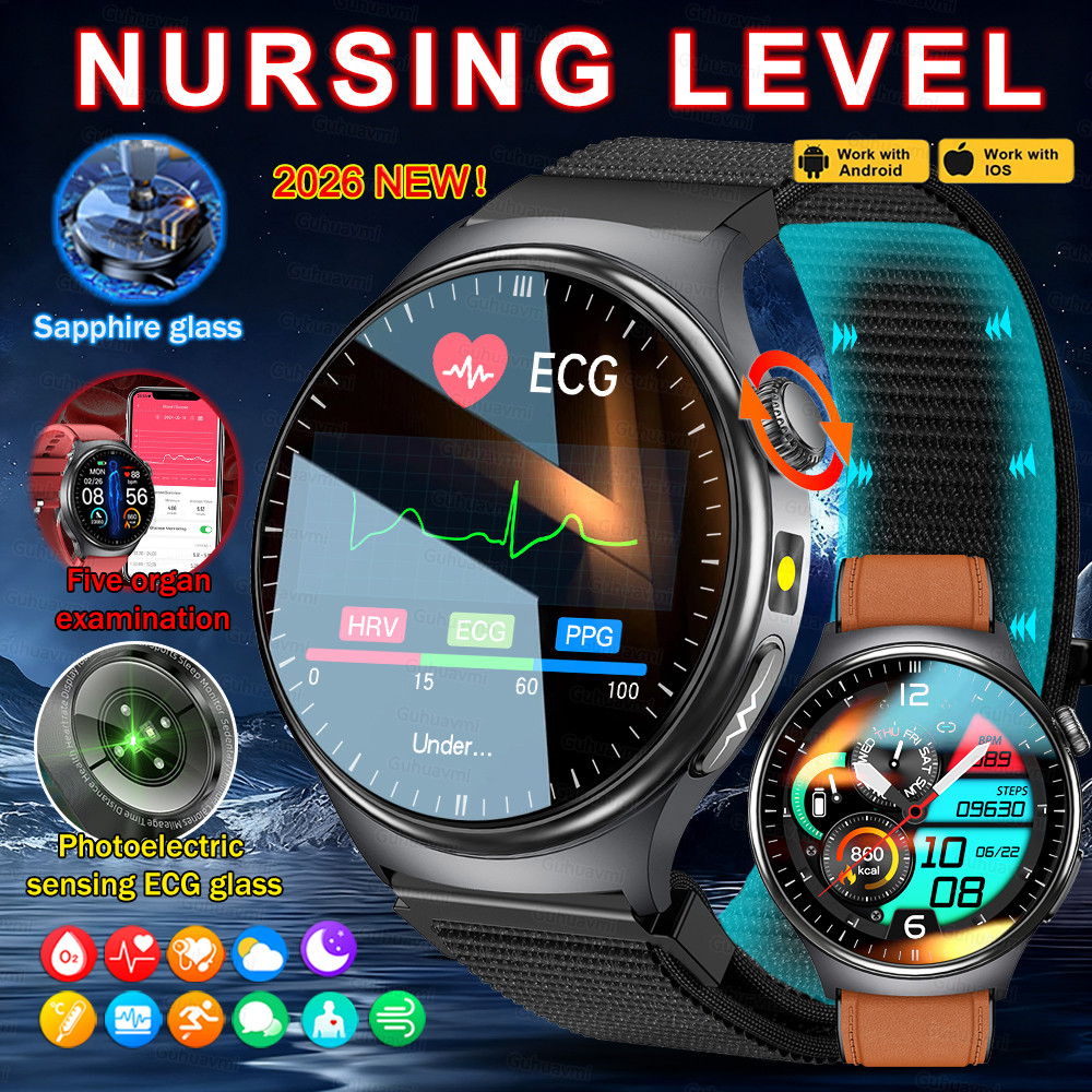 Sapphire Smartwatch Men AI Diagnosis Smart Watch ECG Blood Pressure Blood oxygen Health monitor ECG 