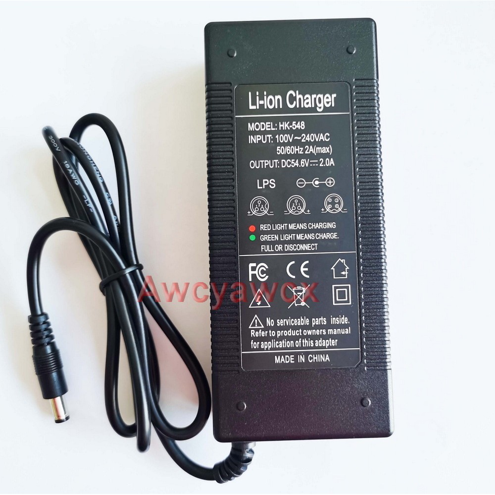 54.6V 2A Charger 13S 48V Li-ion Battery Charger Output DC 5.5mm 2.1mm 54.6V Lithium polymer battery 