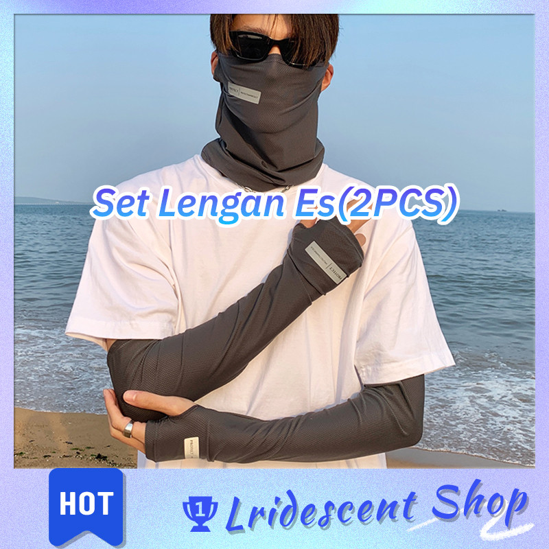 Arm Sleeve Cooling UV Protection Face Cover Cooling Masker Anti UV Set Manset Jempol Buff Masker Mot