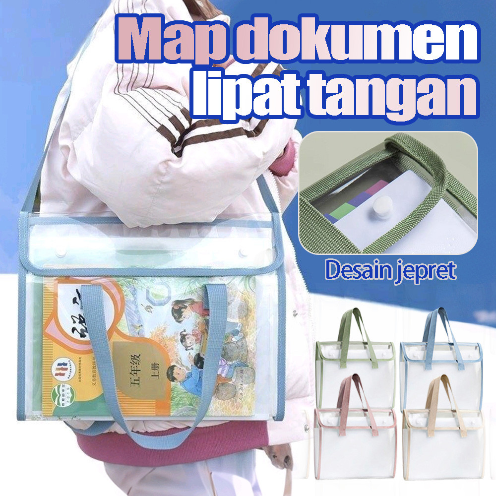 transparan Tas Map/Tas File Handle Map File Clear Holder Anti Air Multi Layer Tas Dokumen A4 Folder 