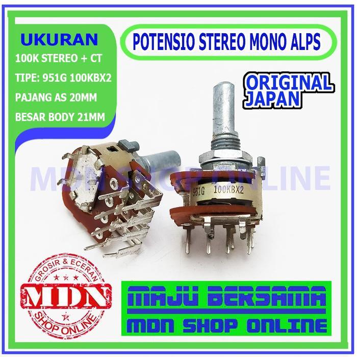 Potensio ALPS 100KBx2 50KAx2 100k 50k Stereo Mono Original Japan kualitas bagus - 100K STEREO CT ALP