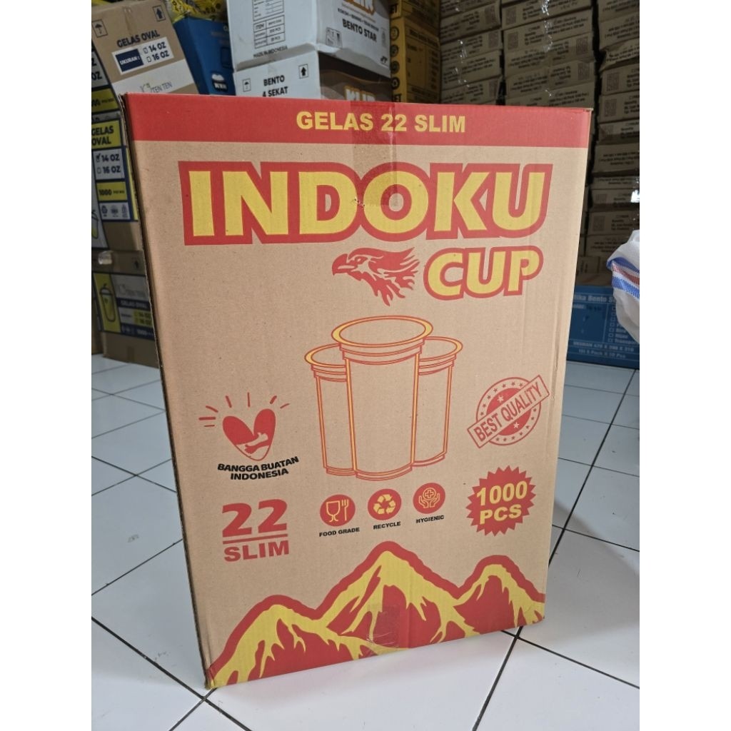 [1DUS=1000PCS] Indoku GELAS PLASTIK 18Oz Slim & 22Oz Slim 1Dus