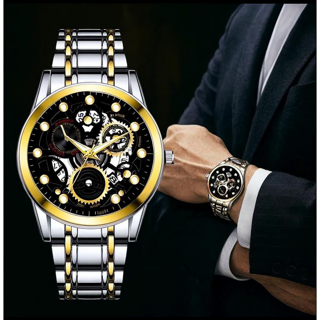 COD AIYISHI Jam tangan pria kuarsa tahan air bergaya keren bercahaya malam,Fitur Bercahaya Malam, Or