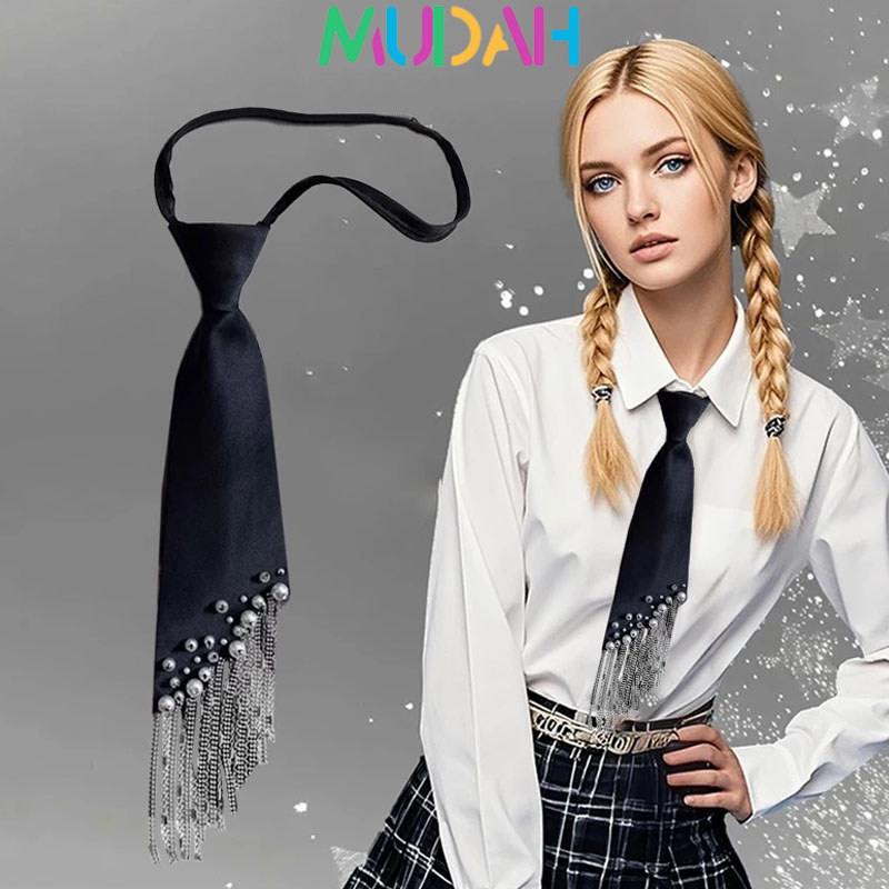 Dasi Korea Mutiara Dasi Rumbai Hitam Aksesoris Dasi Seifuku Mutiara Fashion Dasi Dekoratif