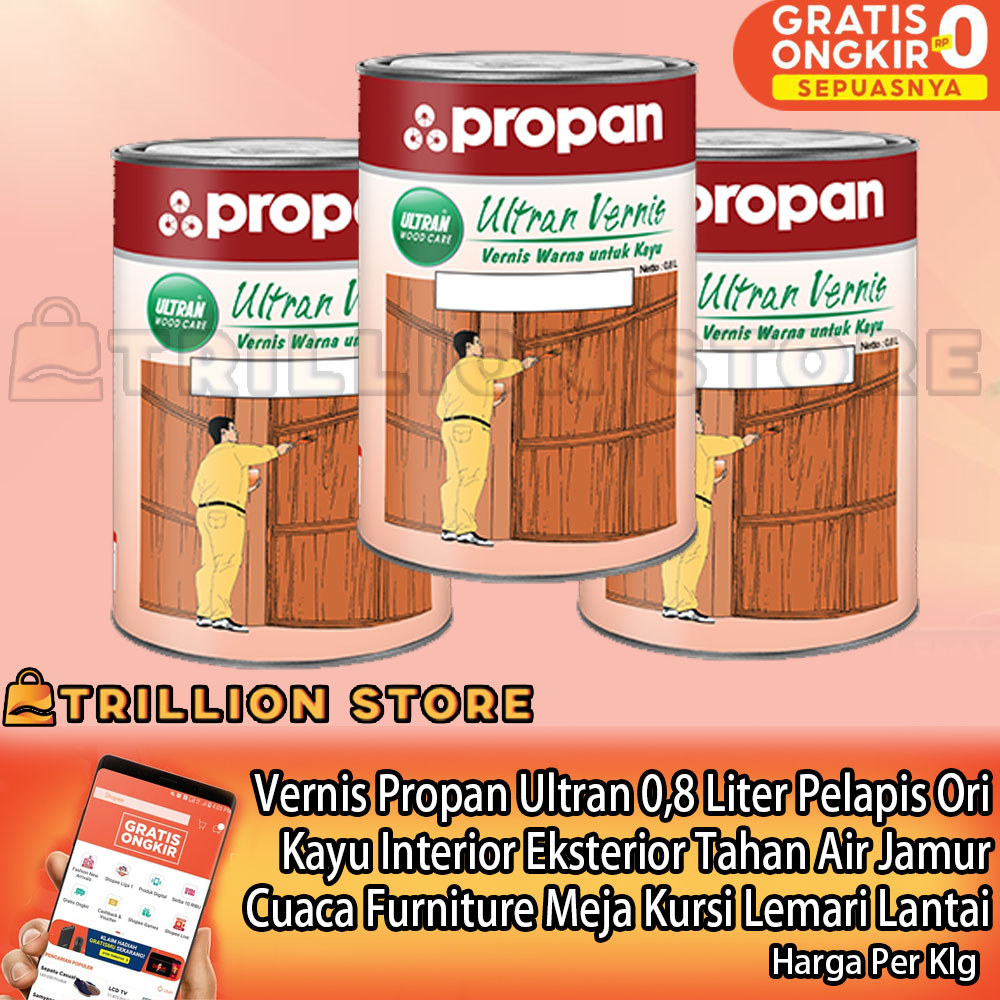 Propan Ultran Vernis Kayu 0.8 Liter Spesialis Finishing Interior Eksterior Kuat Tahan Cuaca Ekstrem 