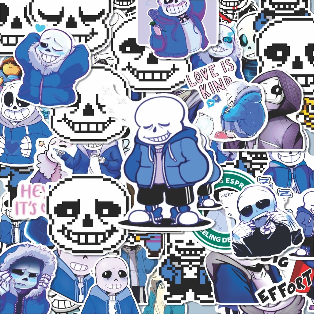 100PCS Lucu Stiker SANS UNDERTALE Stiker Aesthetic Stiker Anti Air Stikers Berperekat Waterproof sti