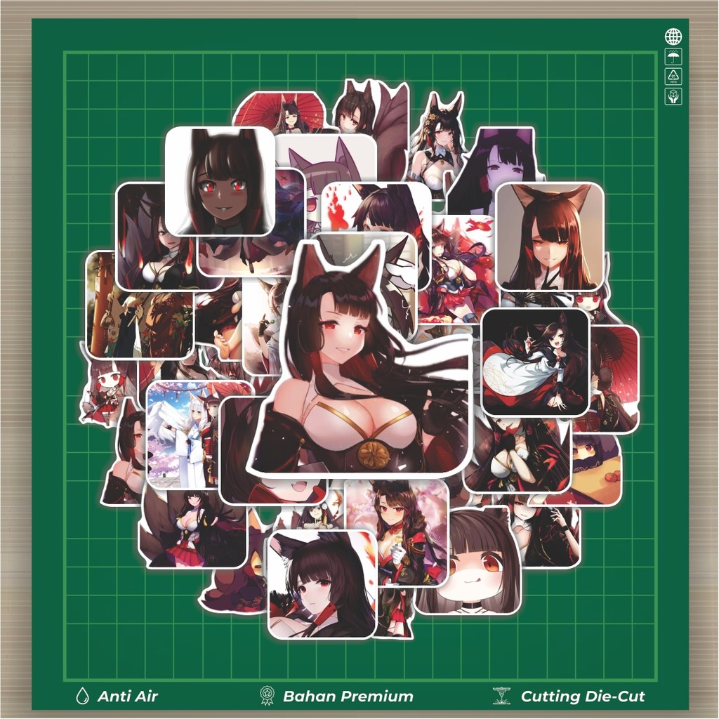 HOT 50 PCS Stiker AKAGI AZUR LANE Stiker Fashion Cars Decal Dingin Kartu Album Custom Vinyl Anti Air