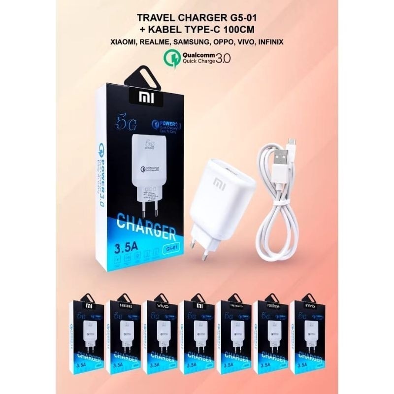 [F.A] Promo [ PREMIUM ] TC TRAVEL CHARGER [ G5-01 ] 5 BRAND 3.1A QUICK 3.0 FAST CHARGING SUPPORT BER