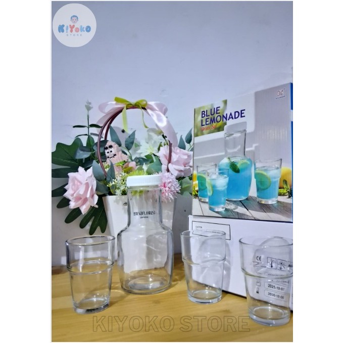 KYK  PAKET SET TEKO GUCI KACA SET 3 GELAS KACA CERET KACA SET 3 GELAS KECIL KACA SET HADIAH SET GELA