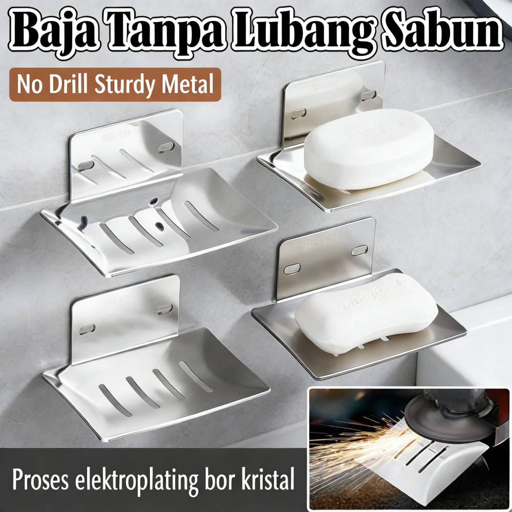 Baja Lubang Sabun Tahan Dinding Kamar Mandi Dinding Logam Karat Pegangan Rumah Tangga Tanpa Sendiri