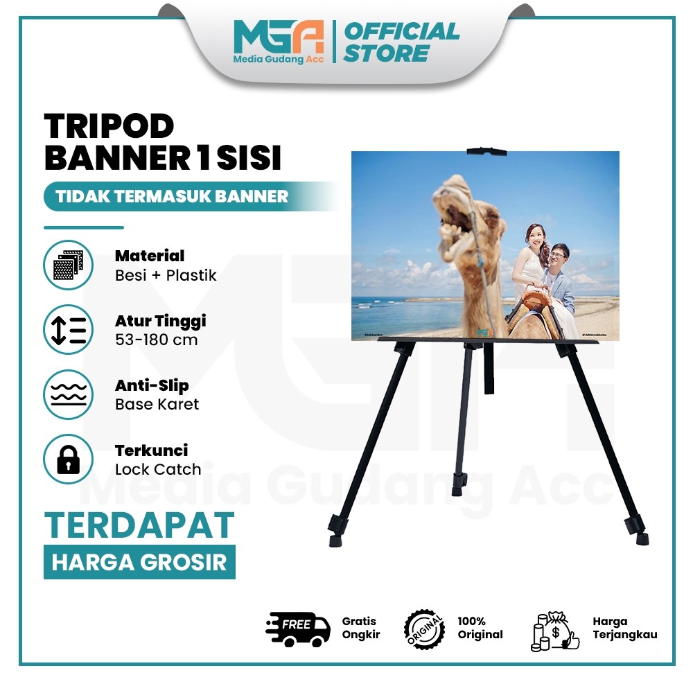 Tripod Banner 1 Sisi / Stand Frame / Banner Stand / Stand Foto Wedding / Standing Frame Lukis / Stan