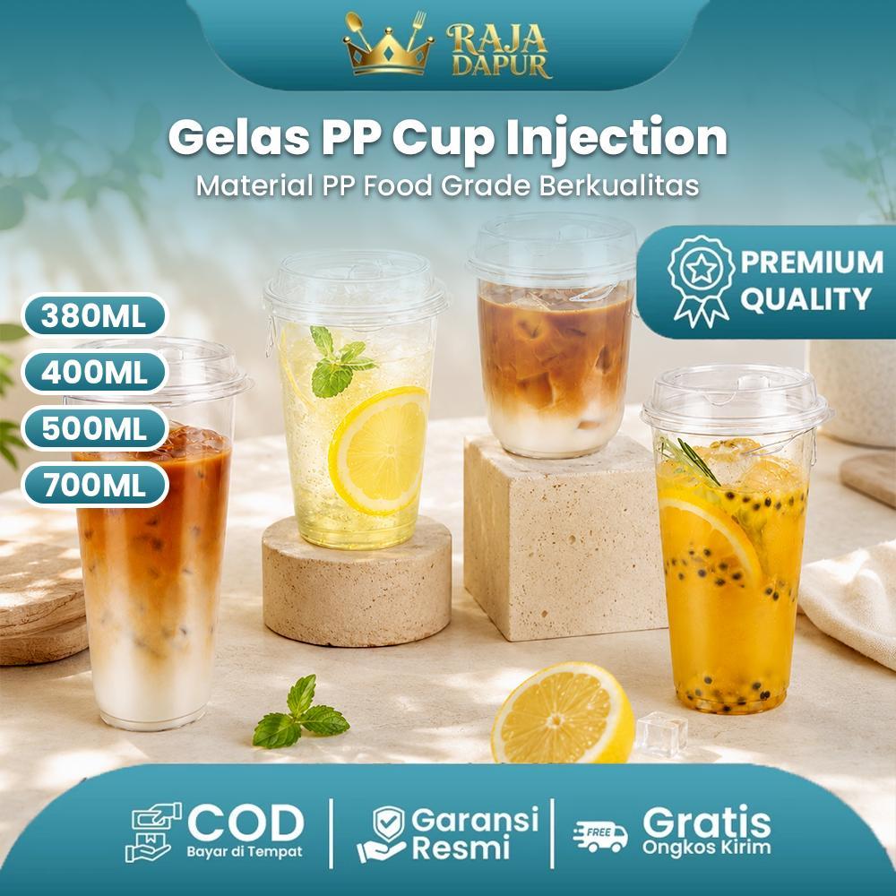 RAJA DAPUR Gelas PP Cup Injection | Cup Plastik PP Food Grade Transparan | Cup Minuman 380ml 400ml 5