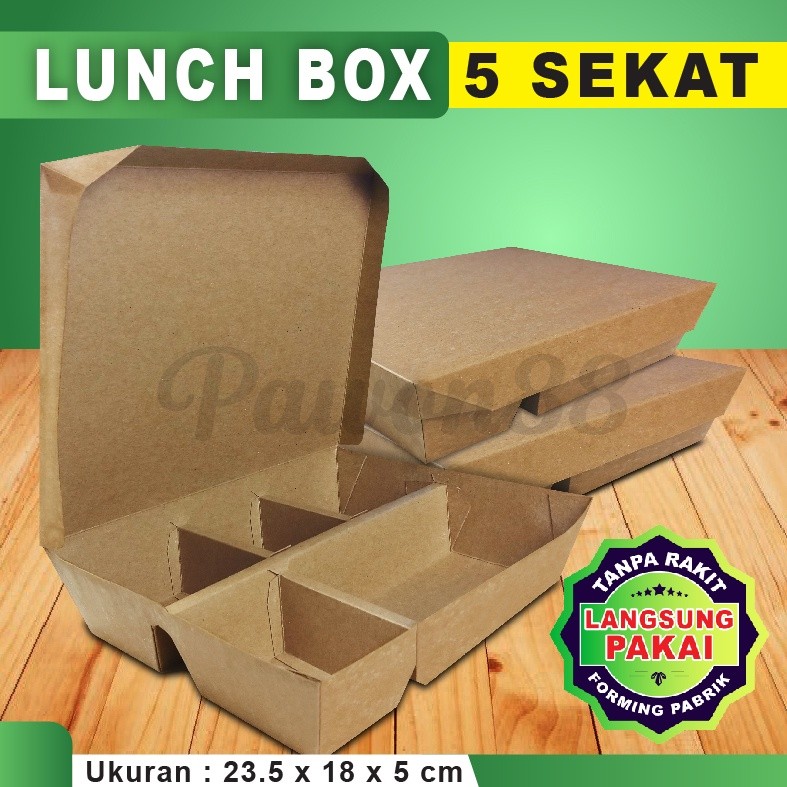 Paper Lunch Box SEKAT 5 - Lunch Box Paper SEKAT 5 - Kraft Coklat ( 20 Pcs )