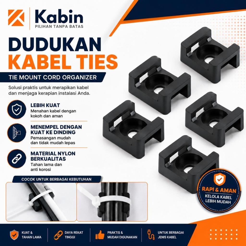 Base Tie Mount Dudukan Kabel Ties Klem Kabel Ties Dinding Cable Tie Mount Cord