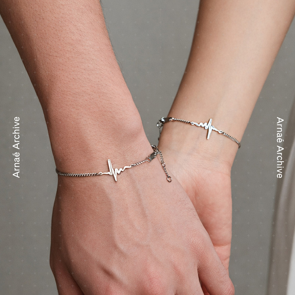 Arnae Archive — Heartbeat Pulse Bracelet — Gelang Couple Unisex Stainless Steel Premium Anti Karat (