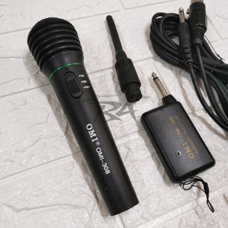 III PROFESSIONAL DYNAMIC MICROPHONE MIKROFON MIC OMI REXON PRO 308 HITAM KABEL BLACK PANJANG KARAOKE