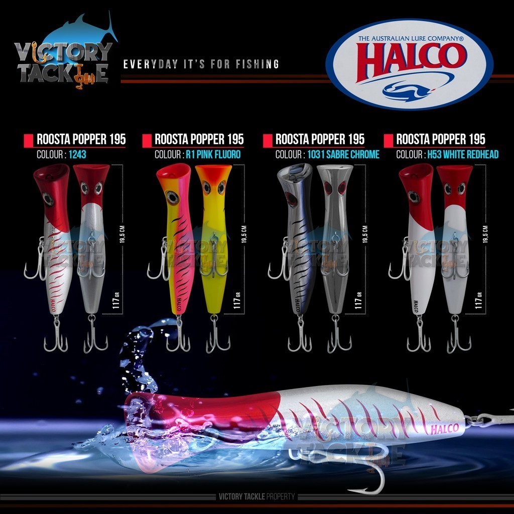UMPAN PANCING HALCO ROOSTA POPPER 195 LURE POPPING LAUT ORIGINAL AUSTRALIA Kakek Ikan