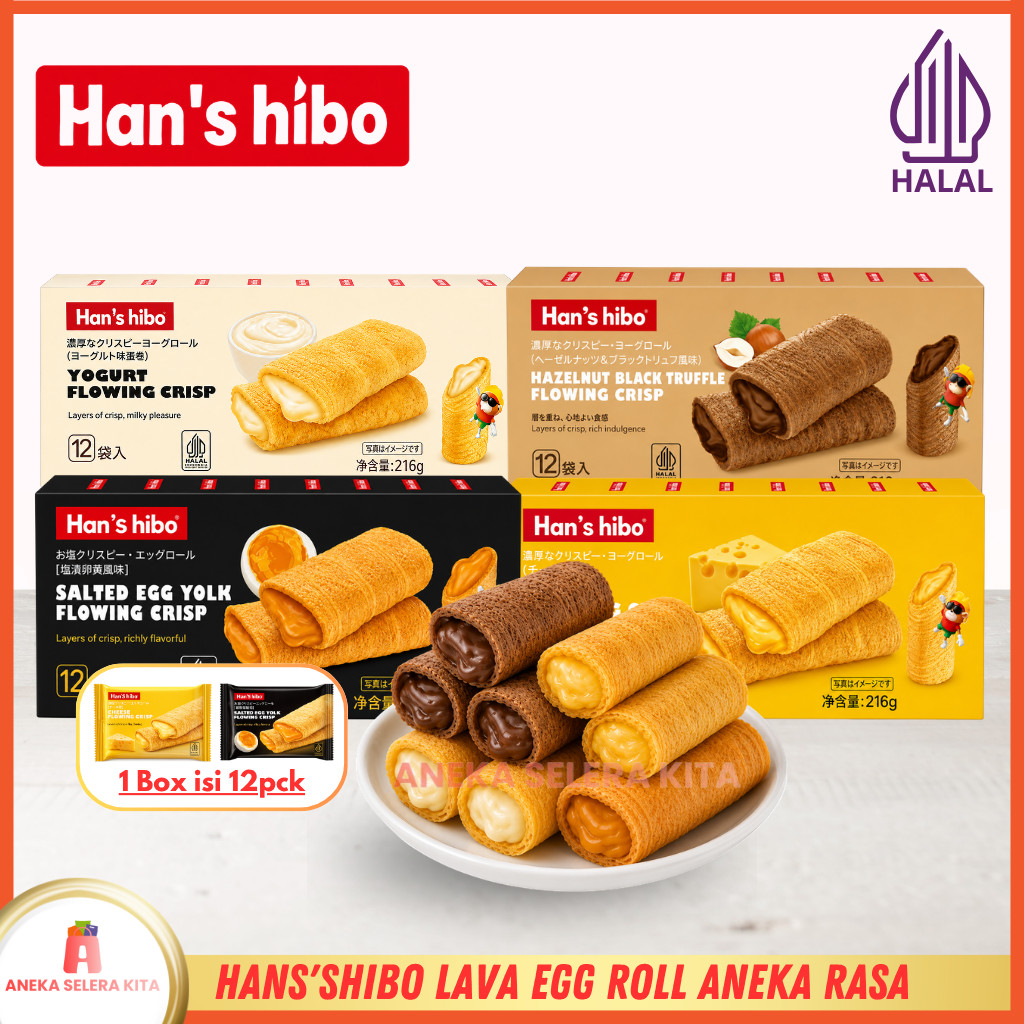 Hanshibo Egg Roll Isi Hazelnut, Salted Egg, Cheese & Yogurt - Halal