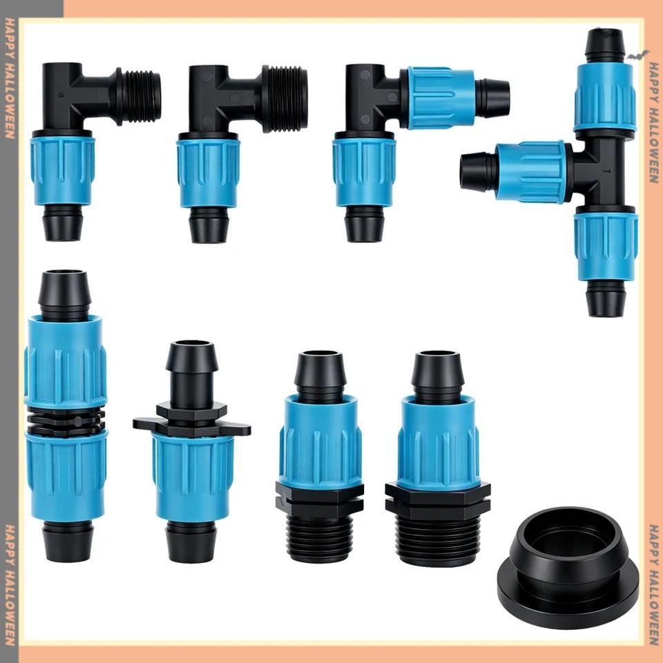 2 Pcs Fitting Selang Tetes 16mm Konektor Kunci Selang Tee Sumbat Ujung Siku Perbaikan Pipa Irigasi T