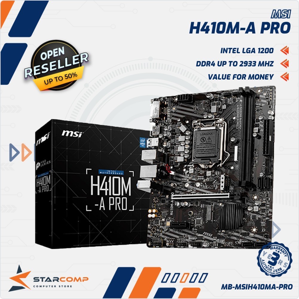 MSI H410M A PRO DDR4 MOTHERBOARD mATX | LGA 1200
