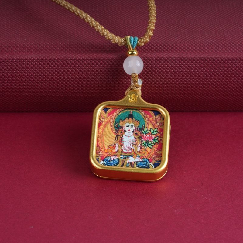 Mini alloy small thangka Yellow Wealth God pendant Buddha amulet eight guardian deities thangka neck