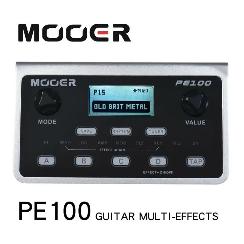 MOOER PE100 Portable Multi-effects Processor Guitar Effect 40 Drum Patterns Pedal 10 Tempo 39 Effect