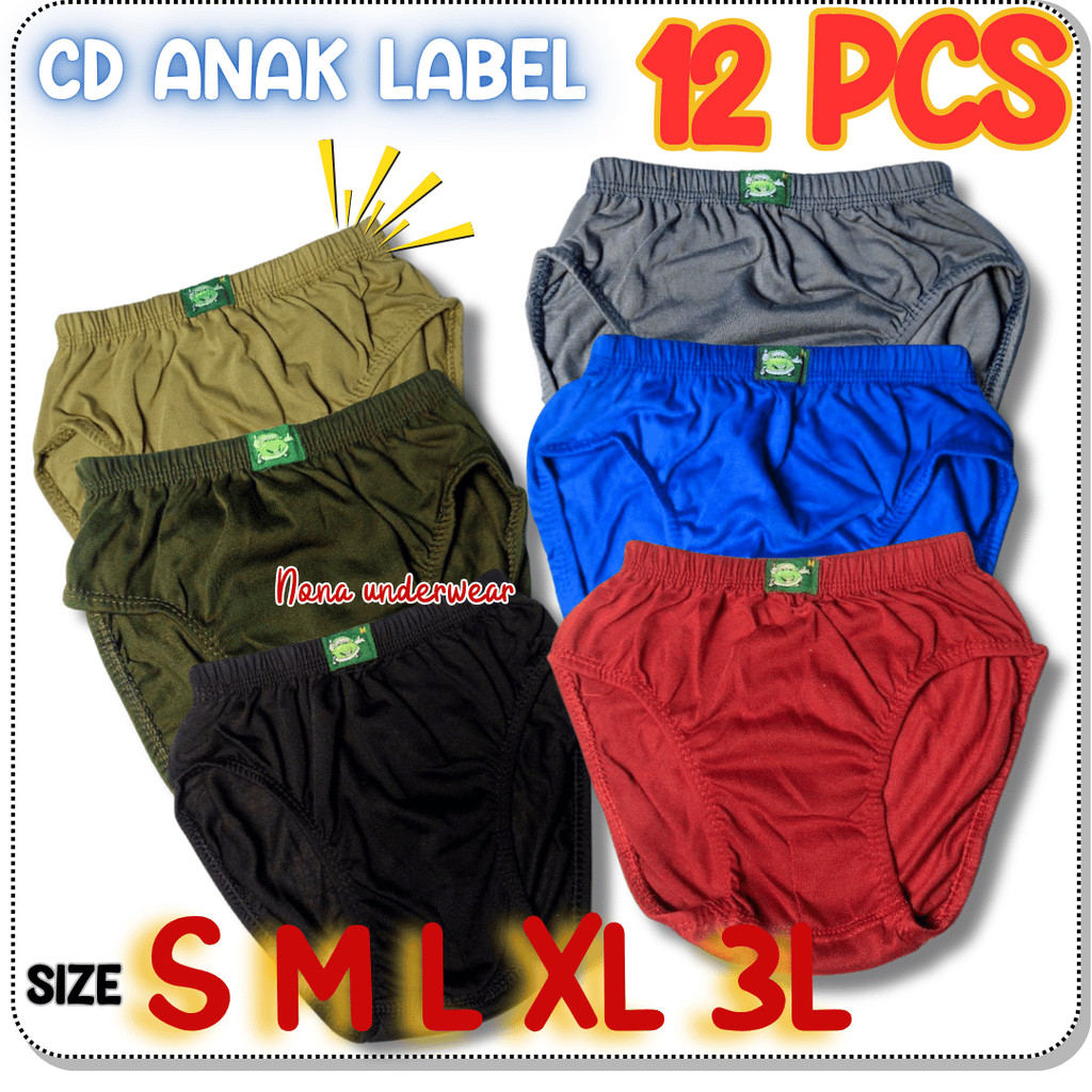 12 PCS CD ANAK COWOK LABEL KATUN CELANA DALAM ANAK LAKI-LAKI BAYI TK SD SMP TERLARIS NONA UNDERWEAR