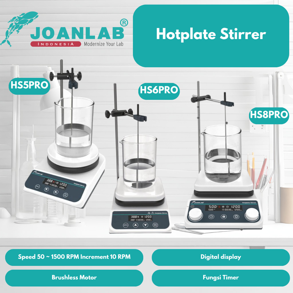 JOANLAB Heating Magnetic Stirrer Digital Display Thermostatic 2L 5L Plate Pemanas HS5PRO HS6PRO HS8P