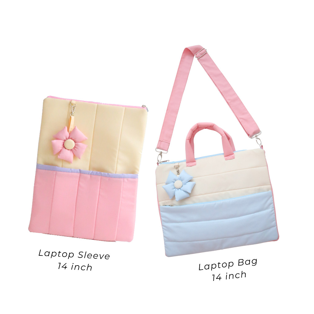 Bloom Puffy Laptop Sleeve & Laptop Bag Muat Laptop 14 inch