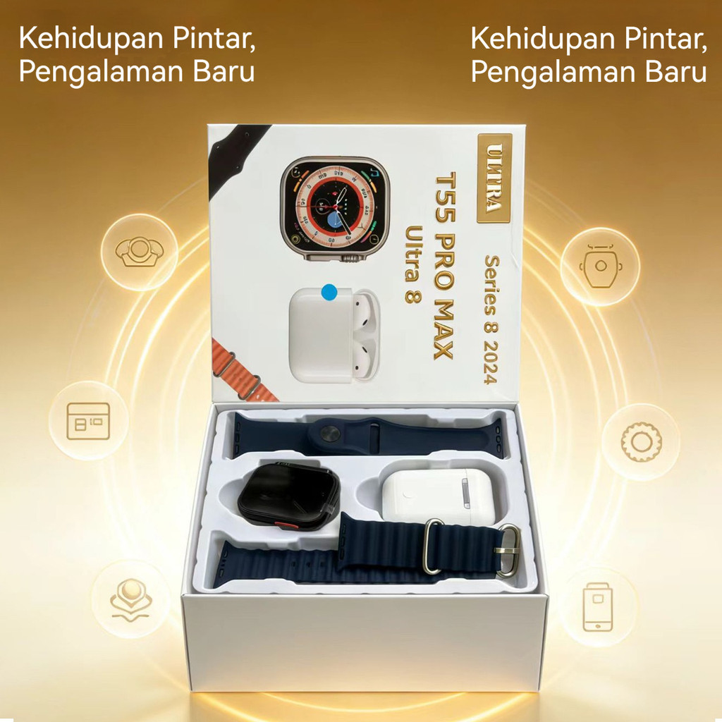 SmartWatch T55 Pro Max Wanita Tahan Air Jam Pintar Bluetooth Olahraga Smart Watch Gps Peta Nfc Smart