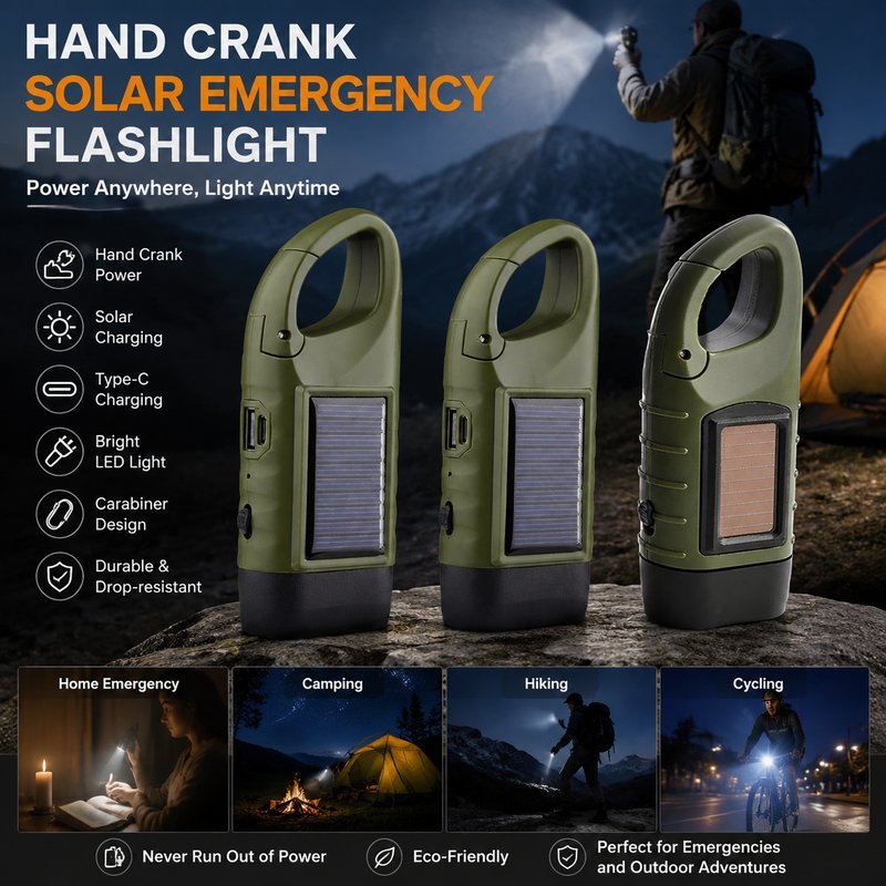 Senter listrik setrum Senter emergency surya Senter engkol Multi-Fungsi Pasokan Daya Camping