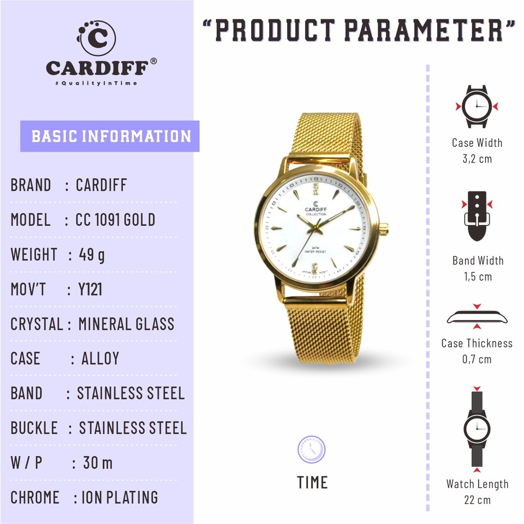 CARDIFF COLLECTION Analog 1091 AL Jam Tangan Wanita | D24