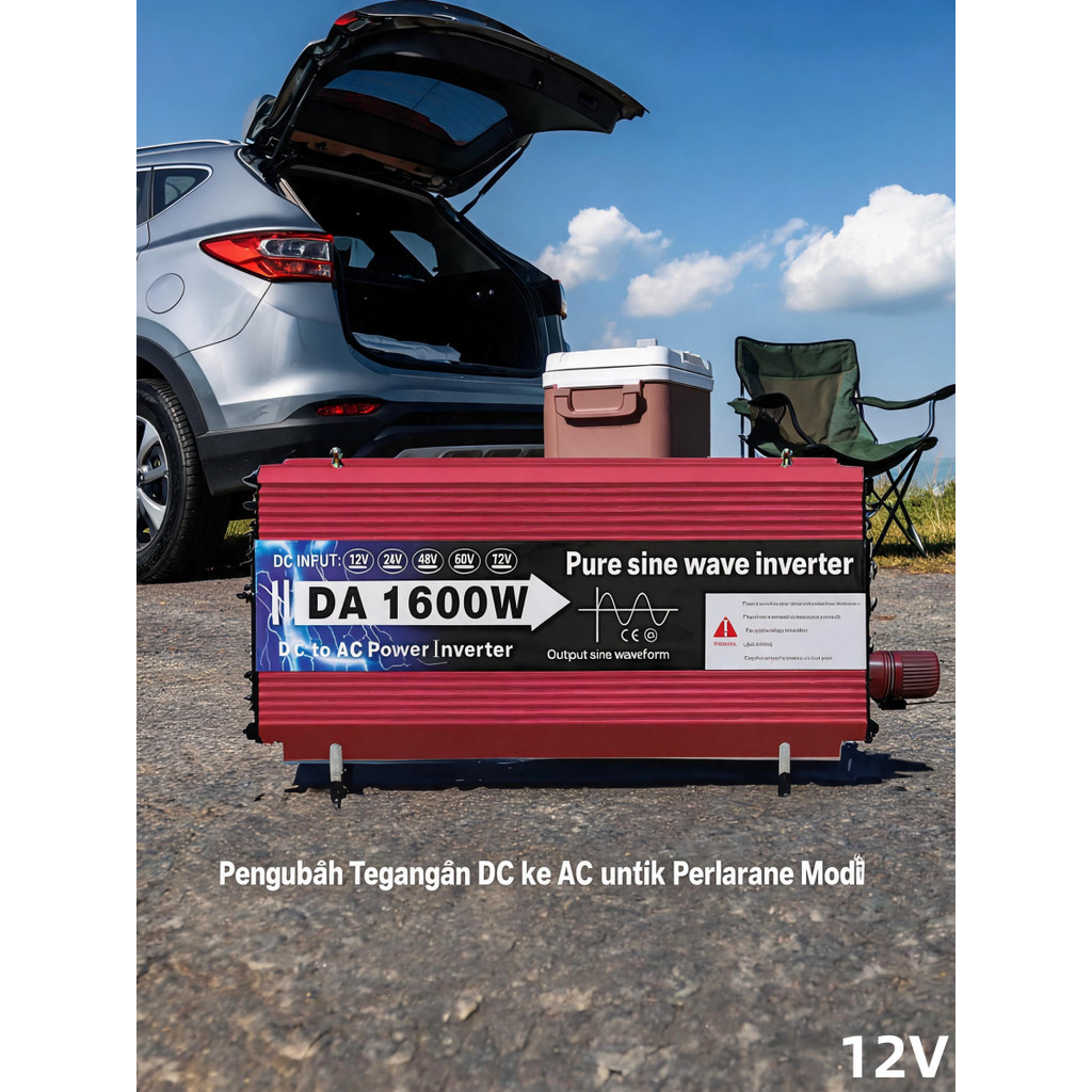 Power Inverter DC Ke AC Power Inverter 1600W Inverter DC 12V To AC 220V Pengubah Arus DC Ke AC Solar