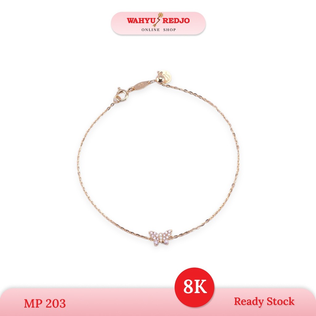 WAHYU REDJO - GELANG SERUT KUPU MATA PINK UBS 8K EMAS ASLI 100%