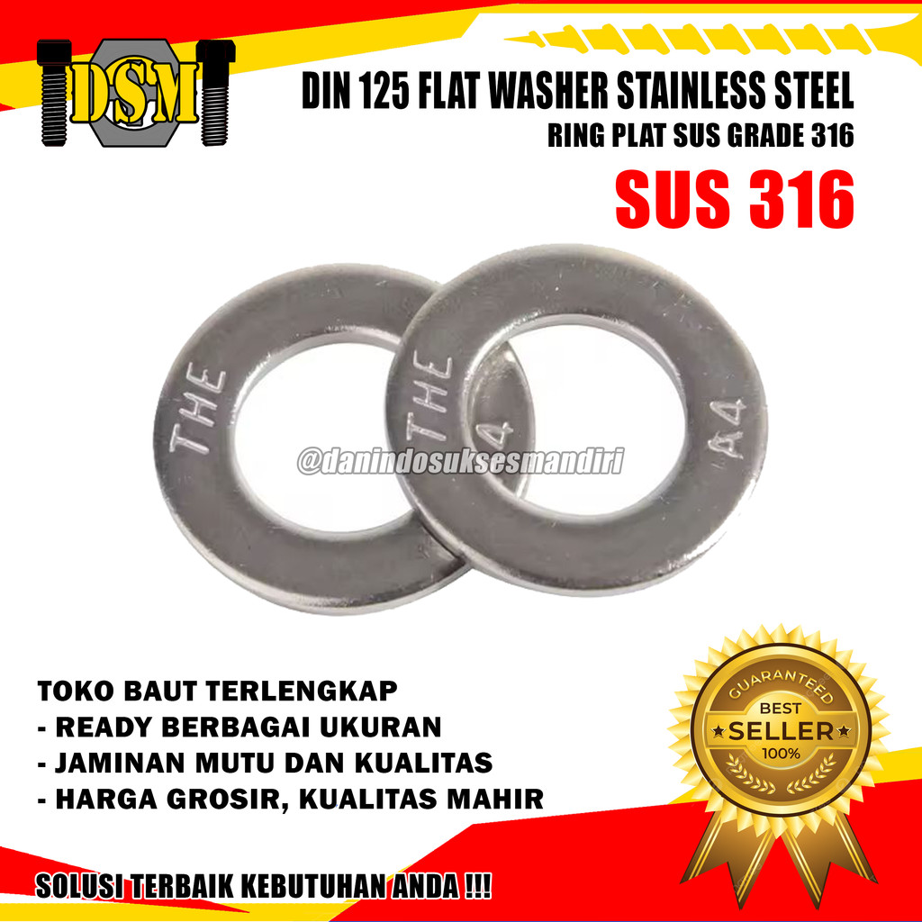 SS 316 / Ring Plat Stainless Steel / DIN 125 Flat Washer Plated SUS 316