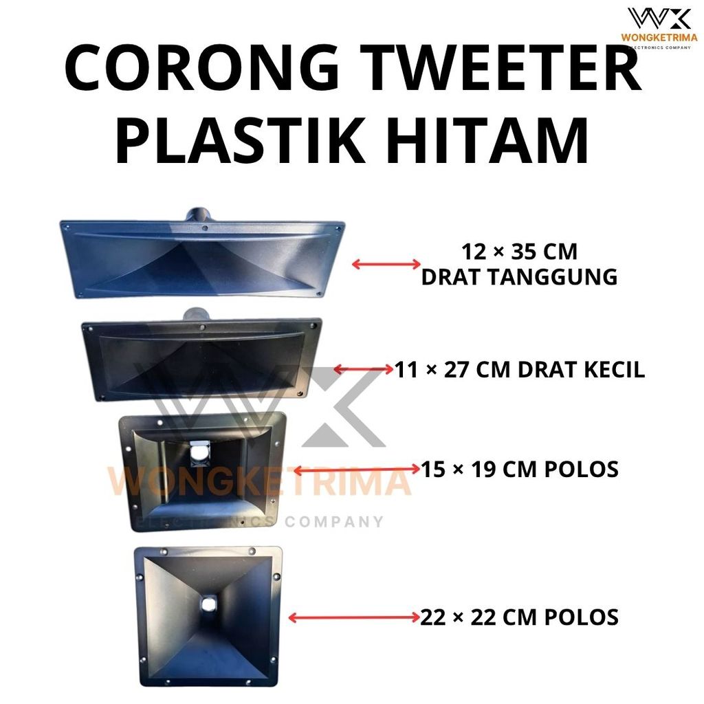 Corong Tweeter Plastik Hitam Horn Tweeter Speaker Audio POLOS Drat Kecil Drat Tanggung 15x19 22x22 1
