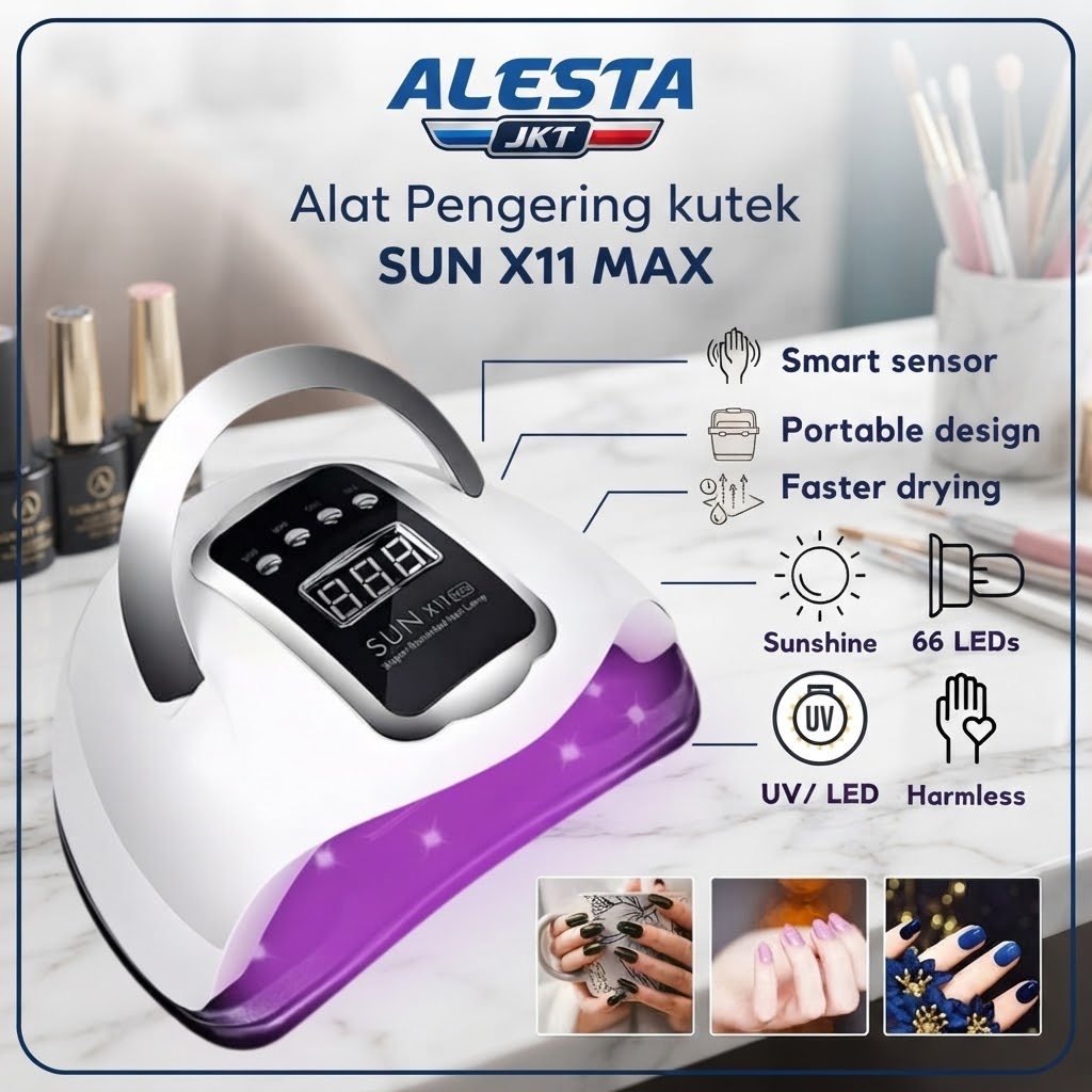 SUN X11 Max UV LED Nail Lamp 180W 280W Pengering Kutek Gel 66 LED Dual LED 365 405nm Sensor Infrared
