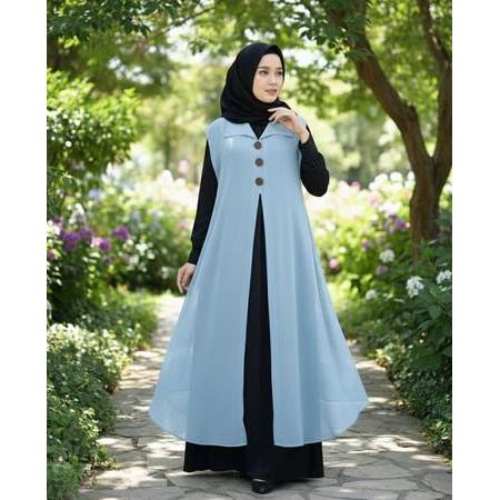 Promo Atasan Outer Ceruty Cardigan Luaran Wanita Muslimah Polos Panjang Jumbo Tanpa Lengan  Oversize