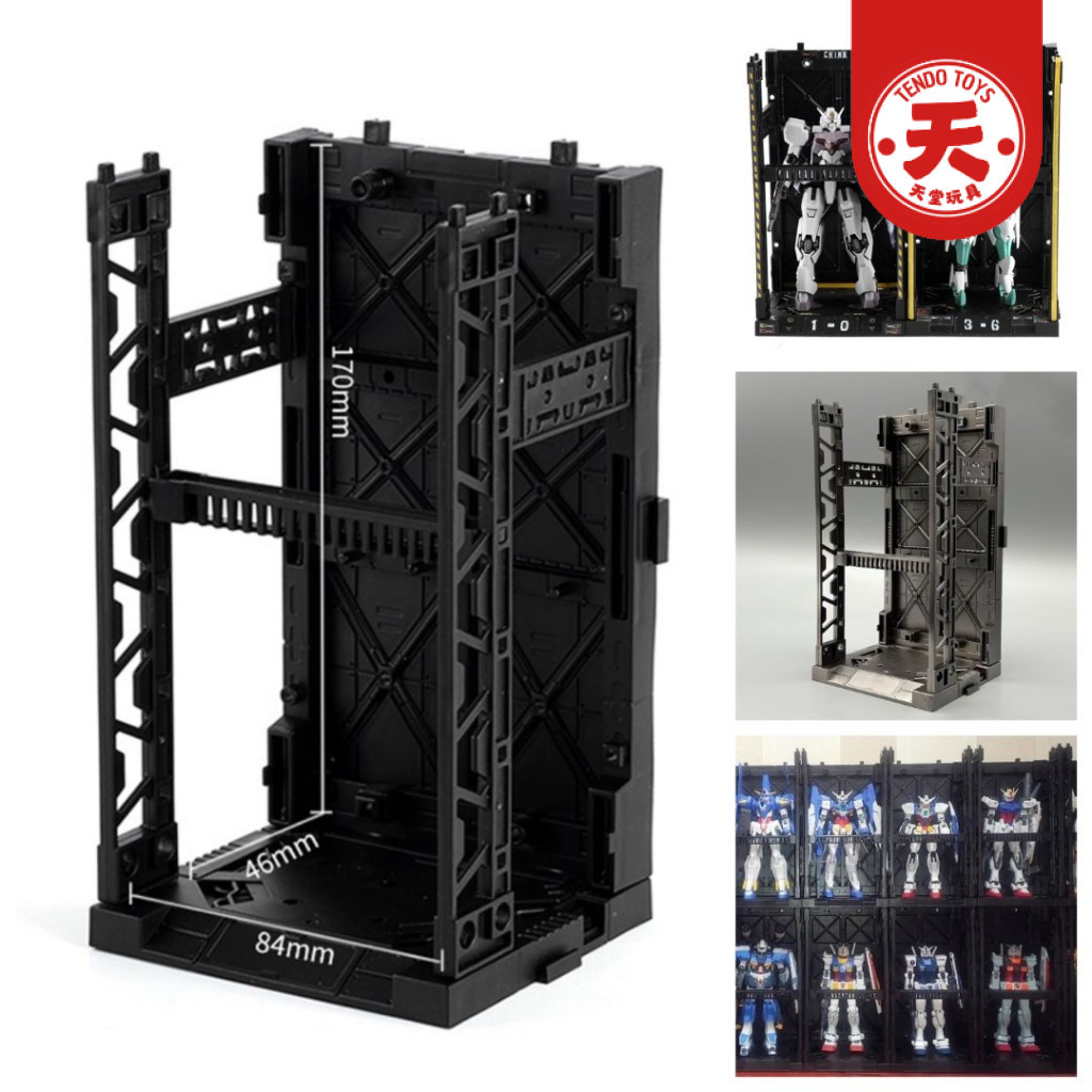 Display Base Gundam Yamada MS Cage Hangar Connectable 17cm Recast Stand Base Gunpla Model Kit  Murah