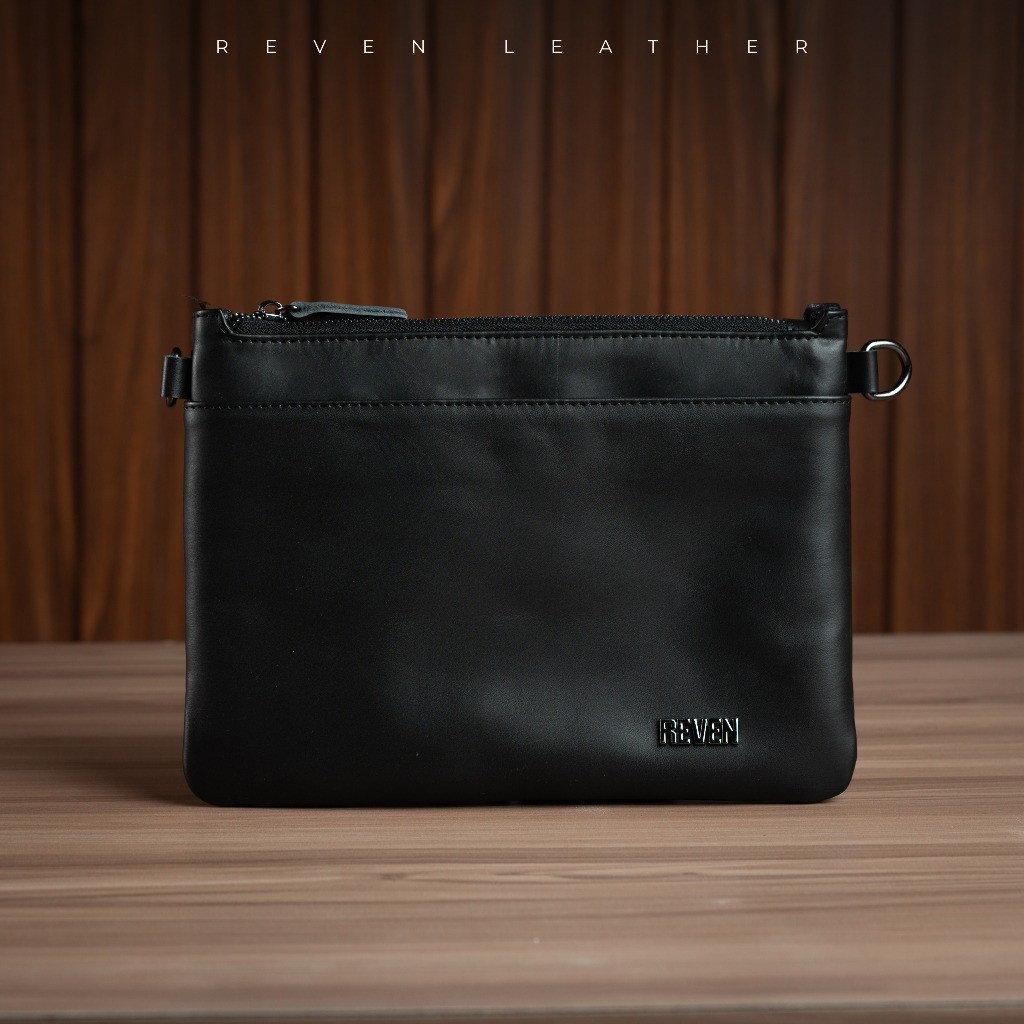 Reven Leather Adam Handbag - Tas Selempang Tangan Clutch Pria Kulit Sapi Asli Free Random Gift