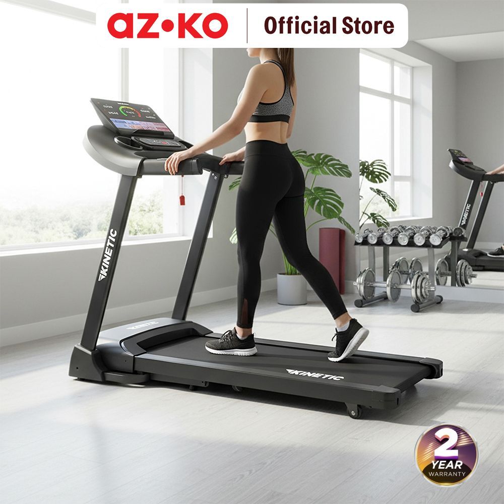 AZKO Kinetic Smart Motorized Treadmill 1.25 HP 15P V2 - Hitam Alat Fitnes Olahraga Lari Peralatan Fi