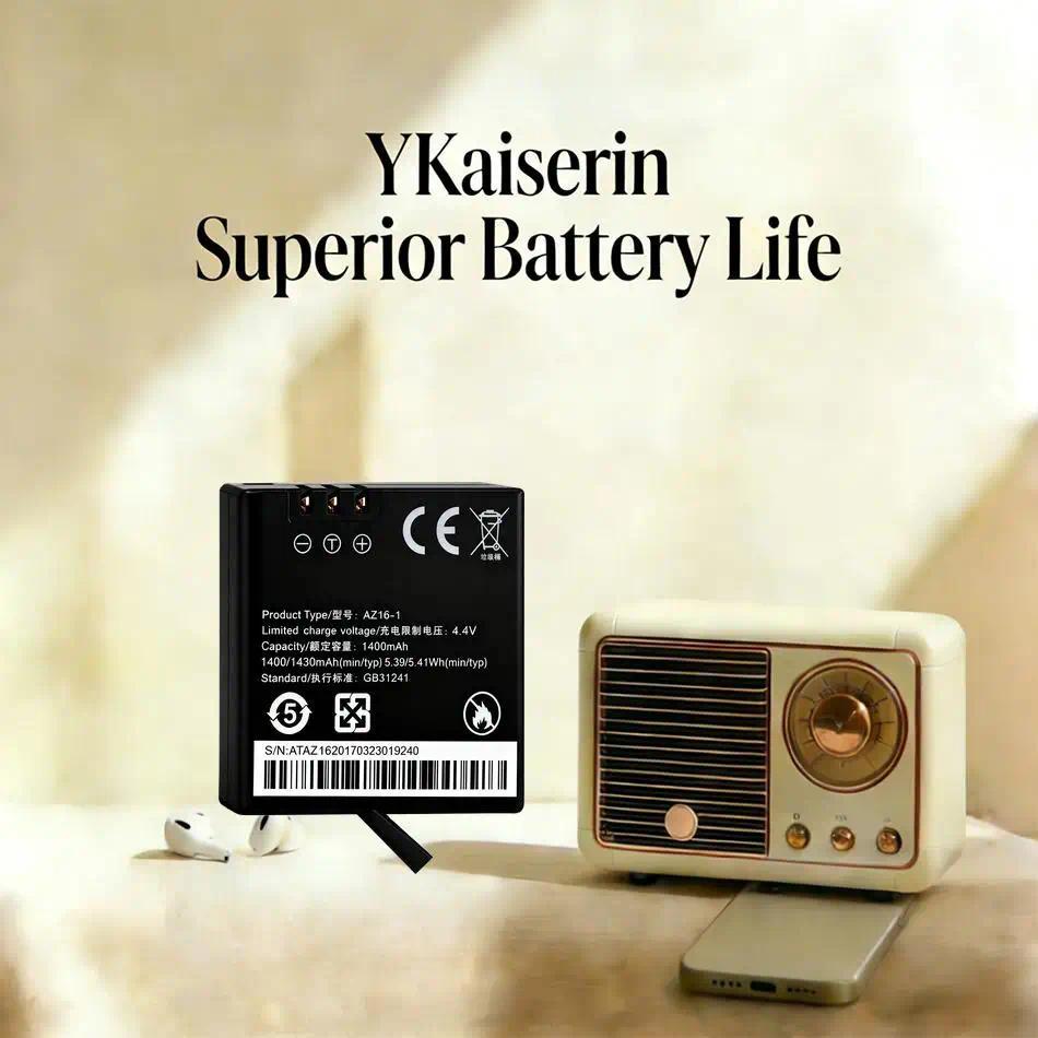 1400mAh Camera Battery AZ16-1 For Xiaomi YI 4K 4K+ Lite for 360 VR Action Camera Long Lasting High P